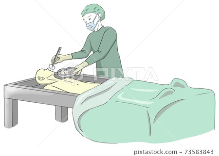 在防腐「清潔」過程中對臉部進行消毒的人 73583843