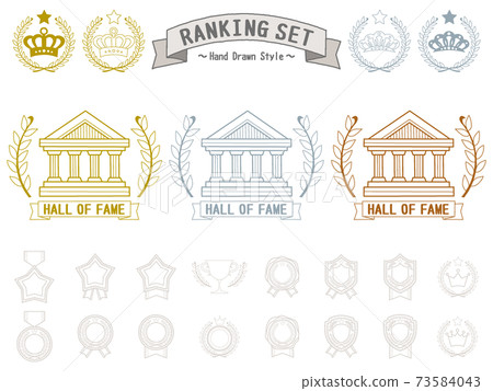 A felt-tip pen style hand-painted ranking material set. Hall of Fame Temple A felt-tip pen style hand-painted ranking material set. Hall of Fame Temple 73584043