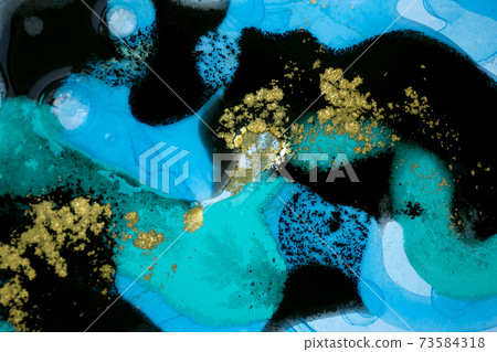 Abstract gold, black and blue liquid pattern. Abstract gold, black and blue liquid pattern. 73584318