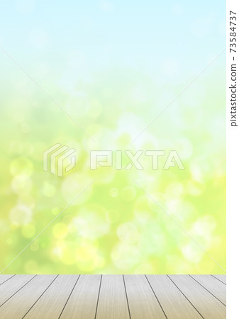 Illustration of wooden board and blurry green background no.02 73584737