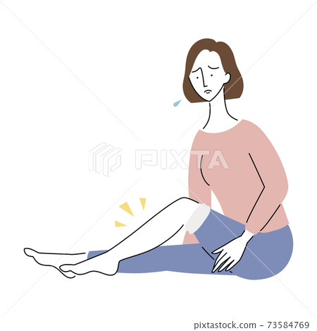 A woman who is concerned about the swelling of a foot 73584769