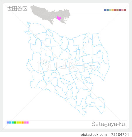 世田谷區世田谷區白色地圖(東京) 世田谷區世田谷區白色地圖(東京) 73584794