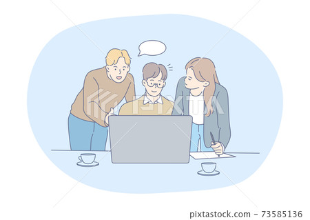 Teamwork, brainstorming, business communication about startup concept 73585136