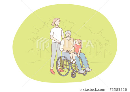 Disabled people on wheelchair living happy active lifestyle concept 73585326