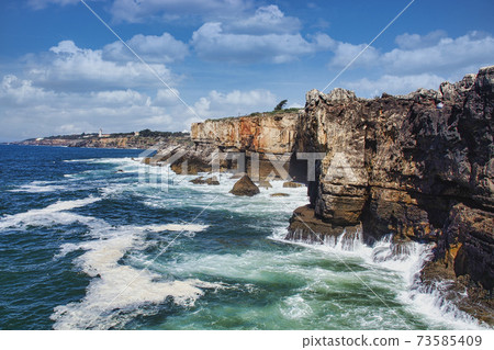 Coast of the Atlantic Ocean in Cascais and Estoril, resort towns in Portugal, near Lisbon. 73585409