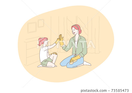 Mother and child, motherhood, home activities with children concept 73585473