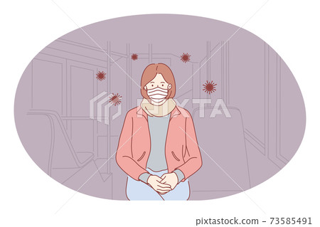 Danger or coronavirus infection epidemic, protective facial mask, pandemic concept 73585491