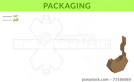 Gift box packaging die cut template design for Valentine's day, birthdays, baby showers for sweets, candies, small presents, bakery. Retail box blueprint template. Print, cutout, fold, glue. 73586069