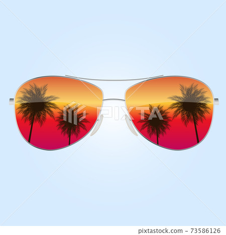Realistic sun glasses with palm tree icon. Vector Illustration EPS10 73586126