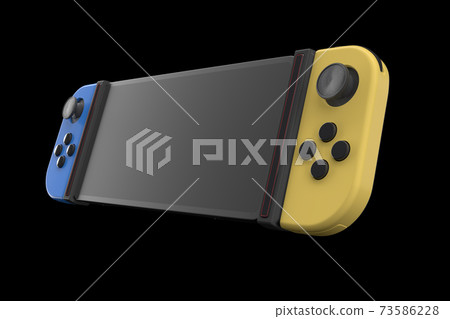 Realistic video game controllers attached to mobile phone isolated on black Realistic video game controllers attached to mobile phone isolated on black 73586228