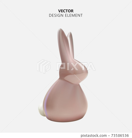 Realistic 3d easter bunny statuette. Design Element Vector Illustration EPS10 73586536
