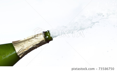 Close-up of explosion of champagne bottle 73586750