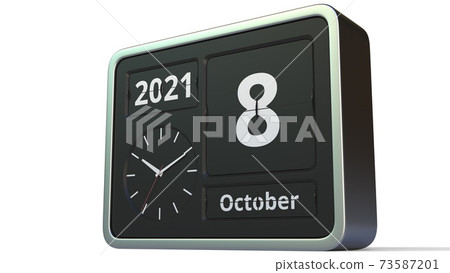 October 8 date on the flip clock calendar, 3d rendering October 8 date on the flip clock calendar, 3d rendering 73587201