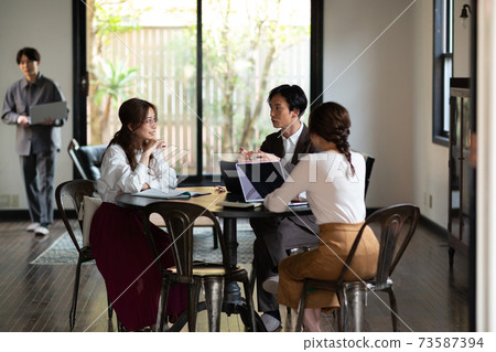年輕的男人和女人開會 年輕的男人和女人開會 73587394