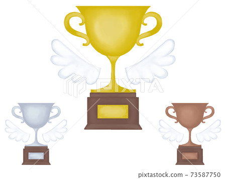 A gentle color watercolor trophy set. With angel wings, stand and plate 73587750