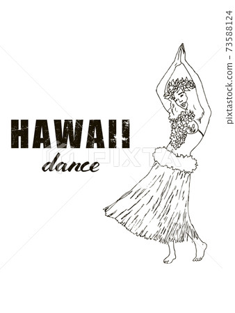 Female dancer dancing Hawaiian dance (monochrome) 73588124