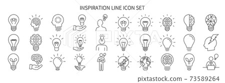 靈感和燈泡圖標集 靈感和燈泡圖標集 73589264