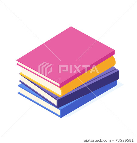 Stack of lying paper book with hard cover isometric. Stack of lying paper book with hard cover isometric. 73589591