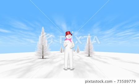 Snowman playing with snowballs 16: 9 aspect ratio for background (wallpaper) 73589779
