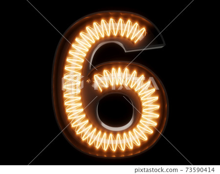 Light bulb spiral digit alphabet character 6 six font 73590414
