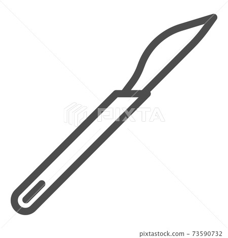 Scalpel line icon, Medicine concept, Hospital surgery knife sign on white background, Medical scalpel icon in outline style for mobile concept and web design. Vector graphics. 73590732