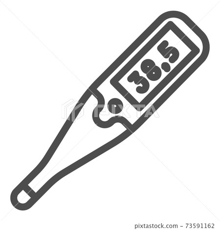 Thermometer line icon, coronavirus epidemic concept, Device for measuring fever sign on white background, digital medical thermometer icon in outline style, mobile and web. Vector graphics. Thermometer line icon, coronavirus epidemic concept, Device for measuring fever sign on white background, digital medical thermometer icon in outline style, mobile and web. Vector graphics. 73591162