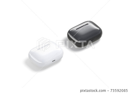 Blank black and white small headphones case mockup, isolated 73592085
