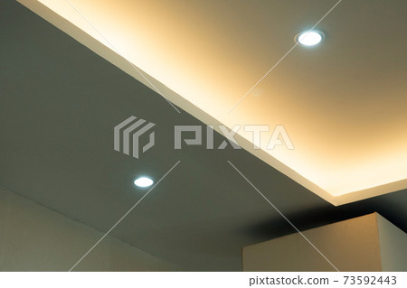 Lighting and Two-level ceiling in the modern building Lighting and Two-level ceiling in the modern building 73592443