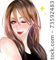 Woman with long hair winking 73592483