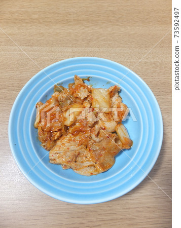 Stir-fried Chinese cabbage kimchi and pork Stir-fried Chinese cabbage kimchi and pork 73592497