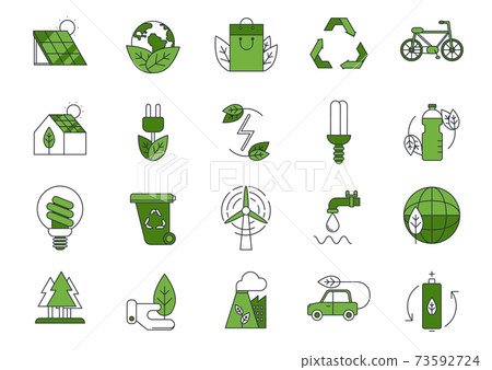 Set of vector eco icons or isolated ecology signs - Stock Illustration ...