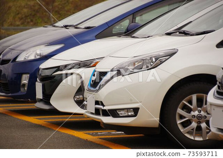 Japanese hybrid car Prius and notebook Japanese hybrid car Prius and notebook 73593711