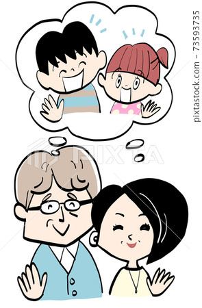 Grandparents thinking of grandchildren Grandparents thinking of grandchildren 73593735
