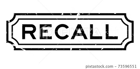 Grunge black recall word square rubber seal stamp on white background 73596551