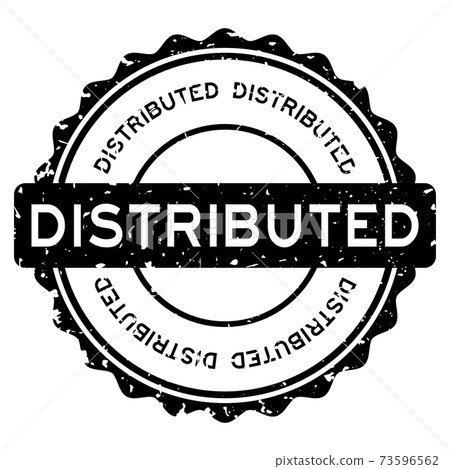 Grunge black distributed word round rubber seal stamp on white background Grunge black distributed word round rubber seal stamp on white background 73596562