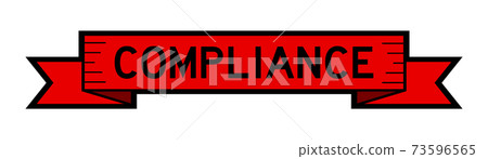 Vintage red color label banner with word compliance on white background 73596565