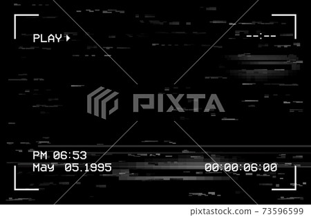 Camera film screen with glitch effect, vector vhs 73596599