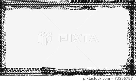 Car tires traces, protector marks vector frame 73596797