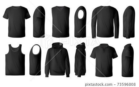 Mens t-shirt, pullover and hoodie realistic mockup 73596808