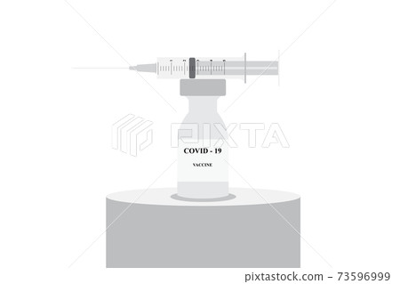 Covid 19 vaccine and syringe in gray tone, Vaccine vials and syringes isolated on white background Covid 19 vaccine and syringe in gray tone, Vaccine vials and syringes isolated on white background 73596999