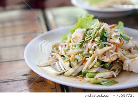 spicy mix vegetable for salad with salt egg in eastern of Thai food 73597725