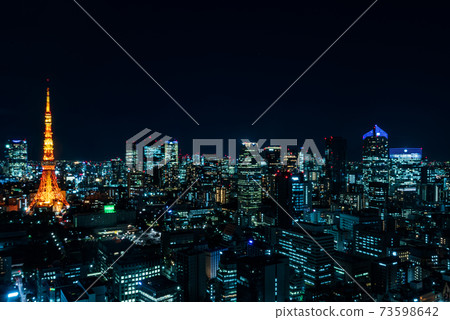 從濱松町世界貿易中心大樓看到的東京鐵塔 73598642