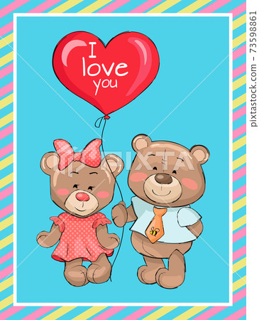 Happy Valentines Day Poster Couple of Teddy Family Happy Valentines Day Poster Couple of Teddy Family 73598861