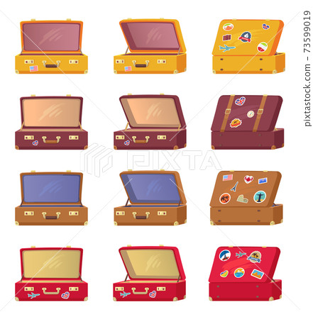 Open Suitcases Back Front View with Memory Cards Open Suitcases Back Front View with Memory Cards 73599019