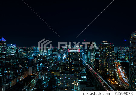 Night view of the Shimbashi area seen from the Hamamatsucho World Trade Center Building 73599078