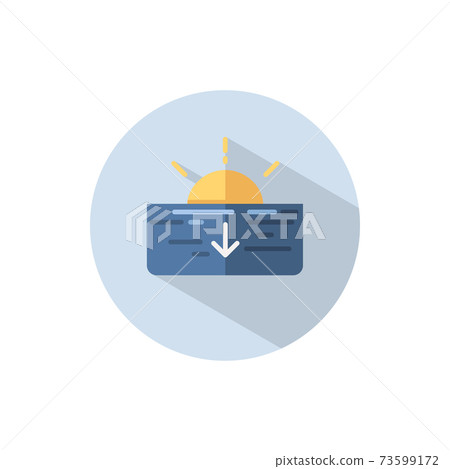 Sunset. Flat icon on a circle. Weather vector... - Stock Illustration ...