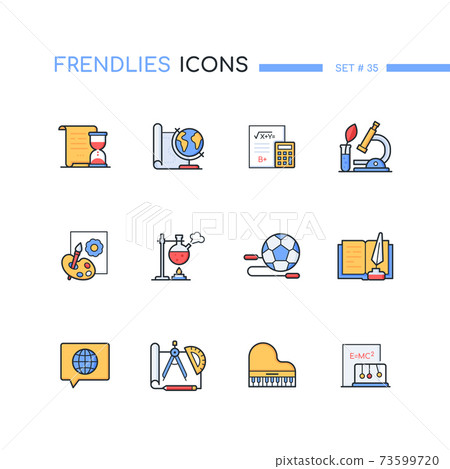 School subjects - modern line design style icons set School subjects - modern line design style icons set 73599720