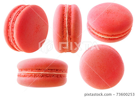 Isolated red macaroon at different angles 73600253