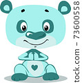 Cute Turquoise Blu Teddy  Bear Cartoon Character - Vector illustration 73600558