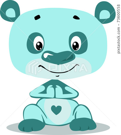 Cute Turquoise Blu Teddy  Bear Cartoon Character - Vector illustration 73600558